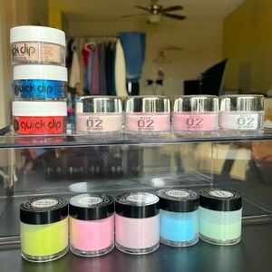 Lot of 13 Nail Dip Powders in Various Colors! Quick Dip, Nicole Diary, and MEFA